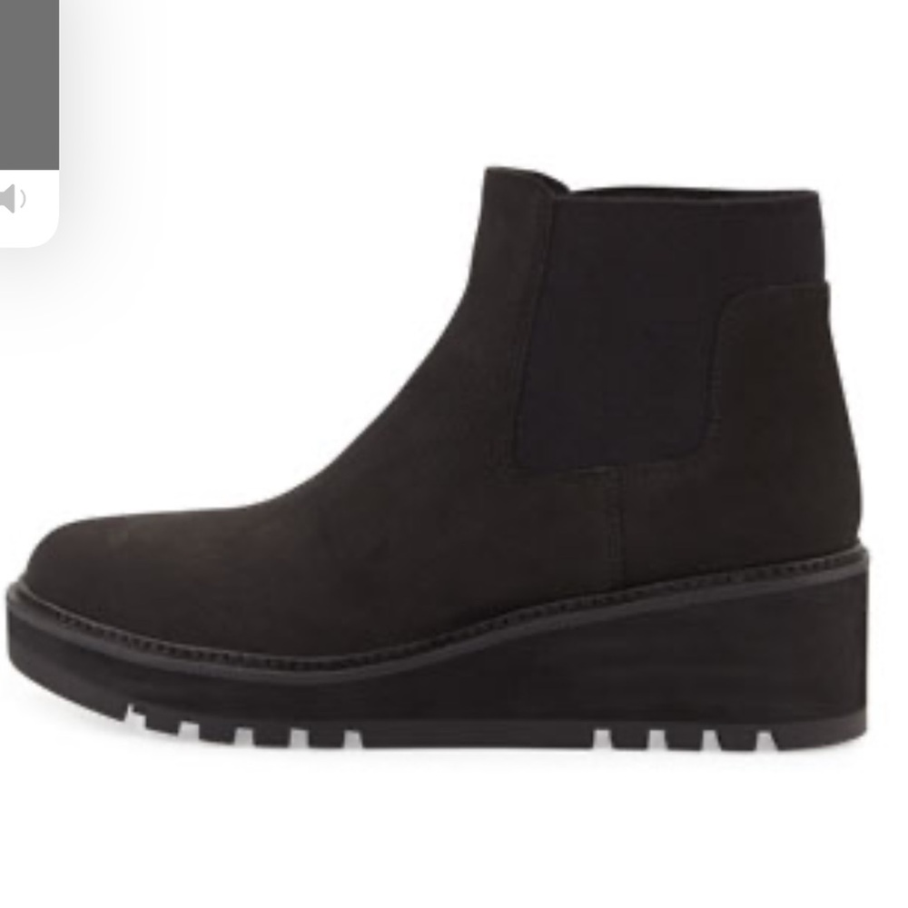 Eileen Fisher “Chelsea” nubuck wedge bootie in black - Size 7